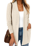 Vivian Cardigan Femme – Gilet Long Ouvert en Maille Douce avec Poches