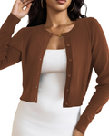 Élise Cardigan Court Femme – Gilet Maille Boutonné Stretch Léger à Manches Longues
