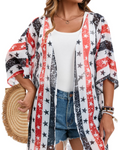 Scarlett Kimono de Plage Femme – Kimono Léger Imprimé Drapeau avec Coupe Fluide