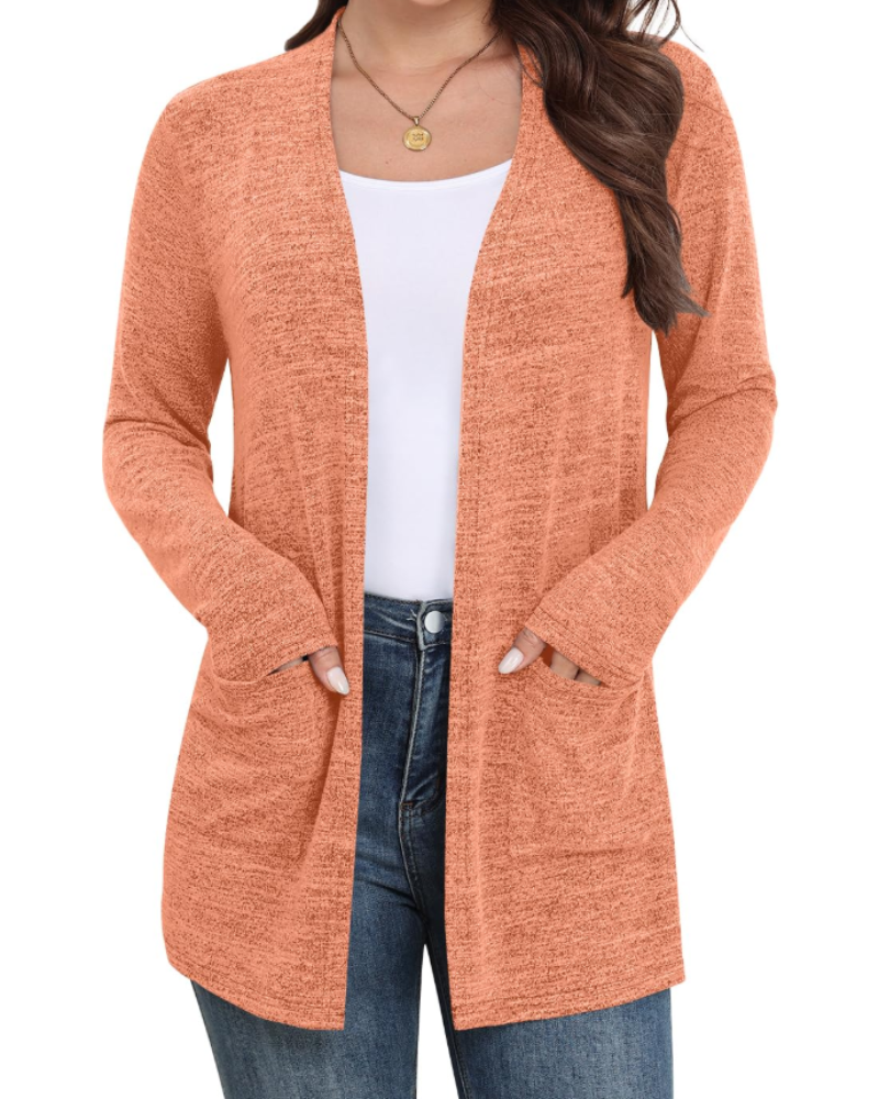 Naomi Cardigan Femme – Gilet Ouvert en Maille Douce avec Poches & Manches Longues