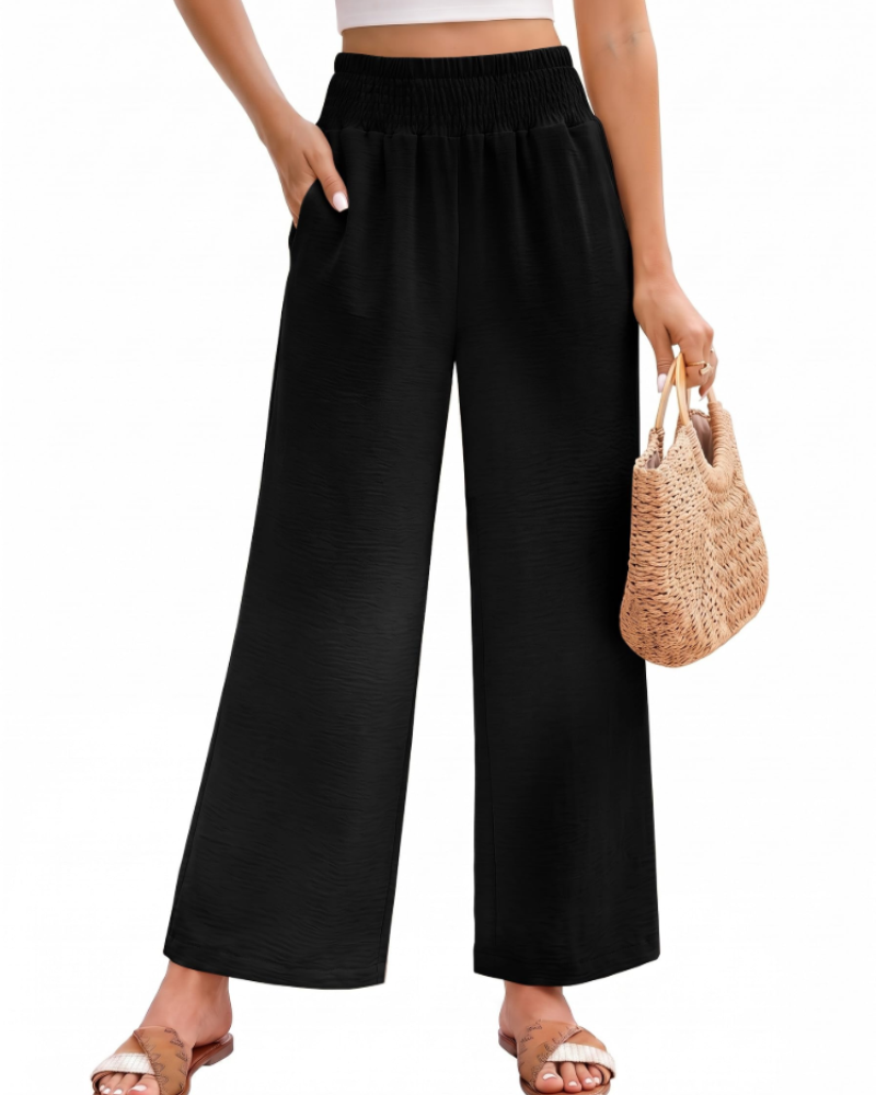 Tessa Pantalon Fluide Femme – Taille Élastique à Cordon avec Poches Style Palazzo