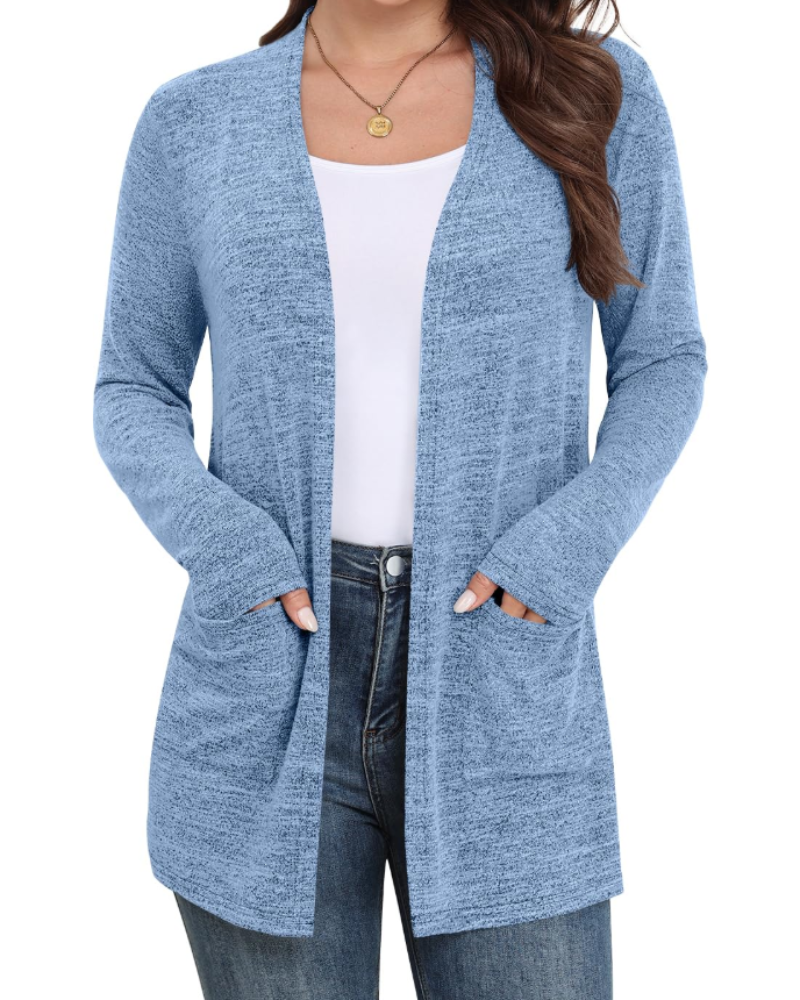 Naomi Cardigan Femme – Gilet Ouvert en Maille Douce avec Poches & Manches Longues