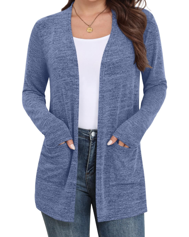 Naomi Cardigan Femme – Gilet Ouvert en Maille Douce avec Poches & Manches Longues