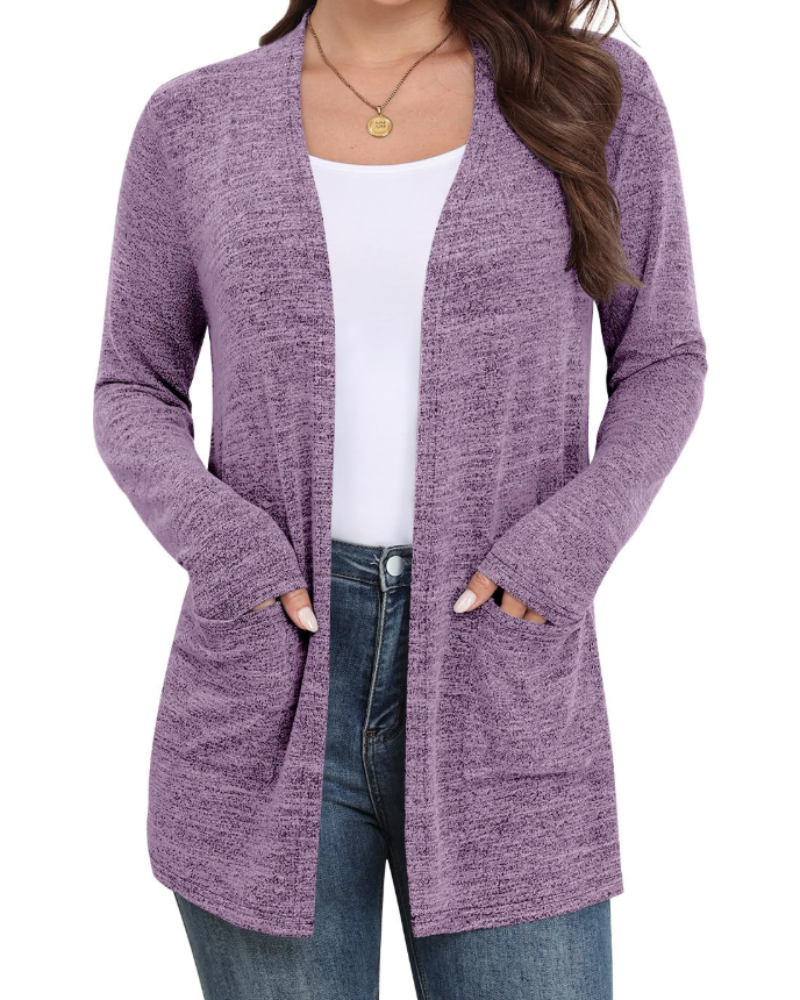 Naomi Cardigan Femme – Gilet Ouvert en Maille Douce avec Poches & Manches Longues