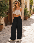 Avery Pantalón de Mujer – Pantalón Informal de Cintura Elástica de Algodón Ligero y Cómodo