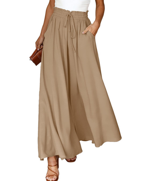 Brooke Pantalon Palazzo Femme – Taille Haute à Cordon avec Poches Coupe Fluide
