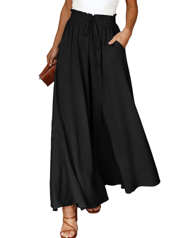Brooke Pantalon Palazzo Femme – Taille Haute à Cordon avec Poches Coupe Fluide