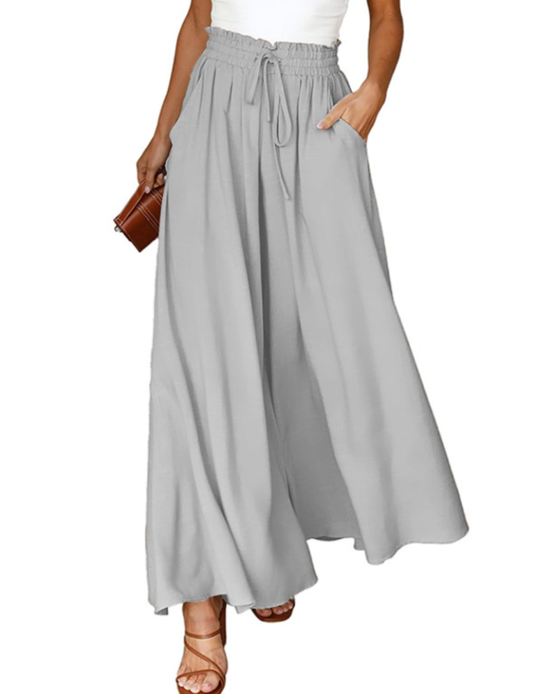Brooke Pantalon Palazzo Femme – Taille Haute à Cordon avec Poches Coupe Fluide