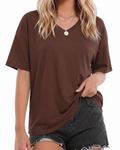 Marley T-Shirt Oversize Femme – Haut Col Rond à Fentes Latérales Coupe Ample Confortable