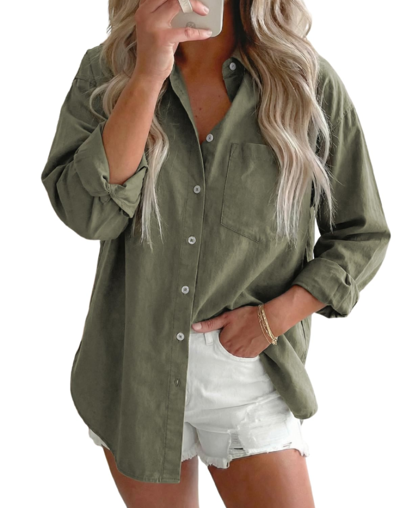 Emerson Chemise en Jean Femme – Surchemise Oversize Boutonnée à Manches Longues