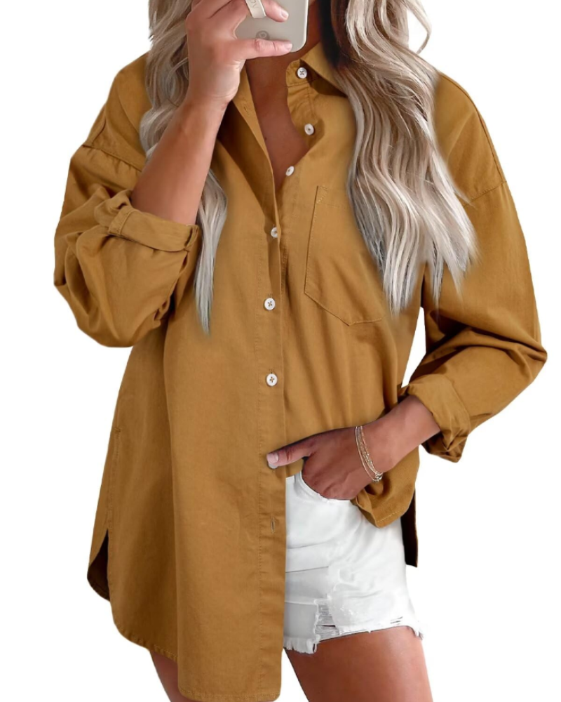 Emerson Chemise en Jean Femme – Surchemise Oversize Boutonnée à Manches Longues