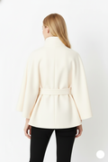 Adeline Manteau Femme en Laine – Manteau Long avec Col Montant, Ceinture Amovible et Coupe Élégante