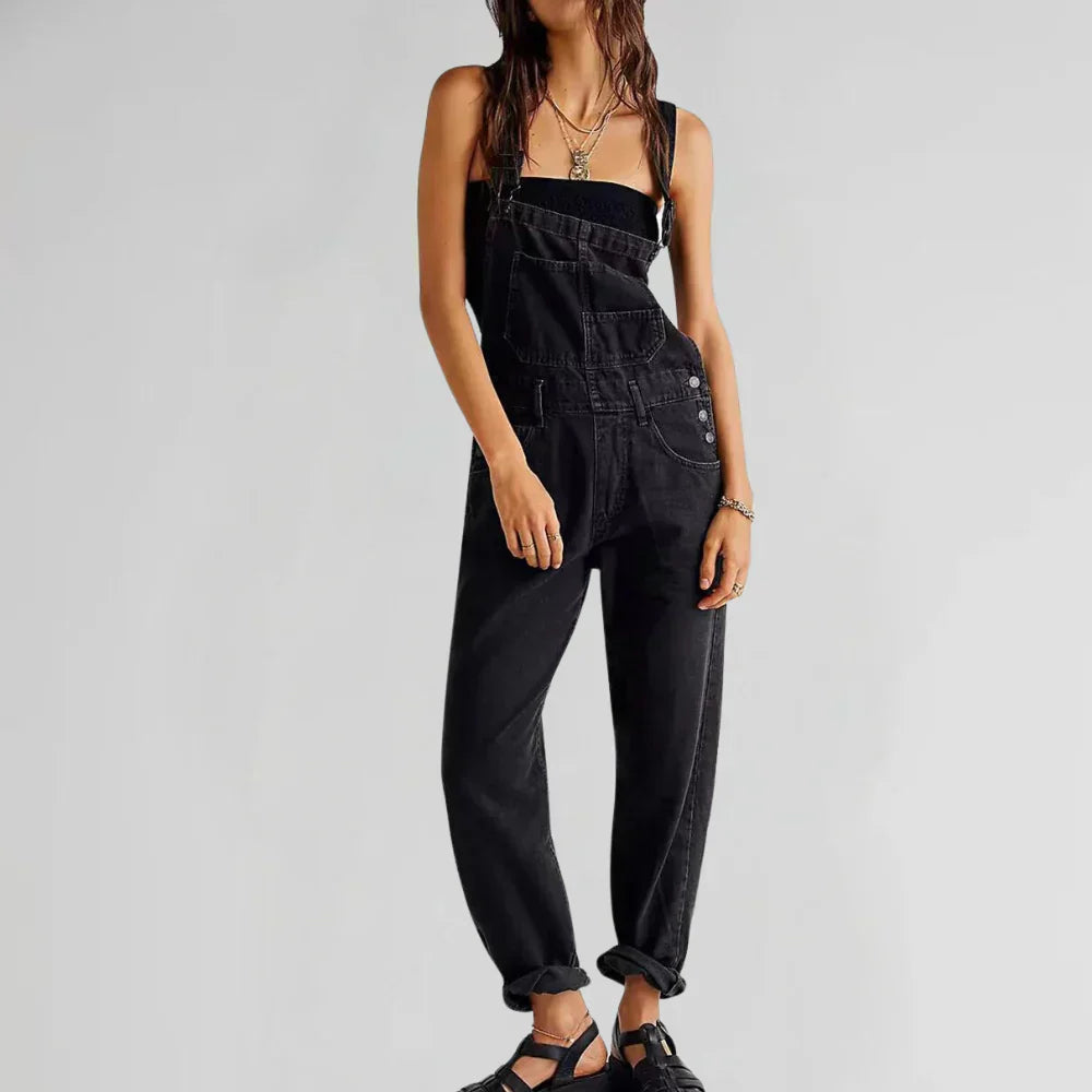 Nolwenn Combinaison en Jean Femme – Combinaison Denim Élégante avec Coupe Cintrée et Fermeture Boutonnée
