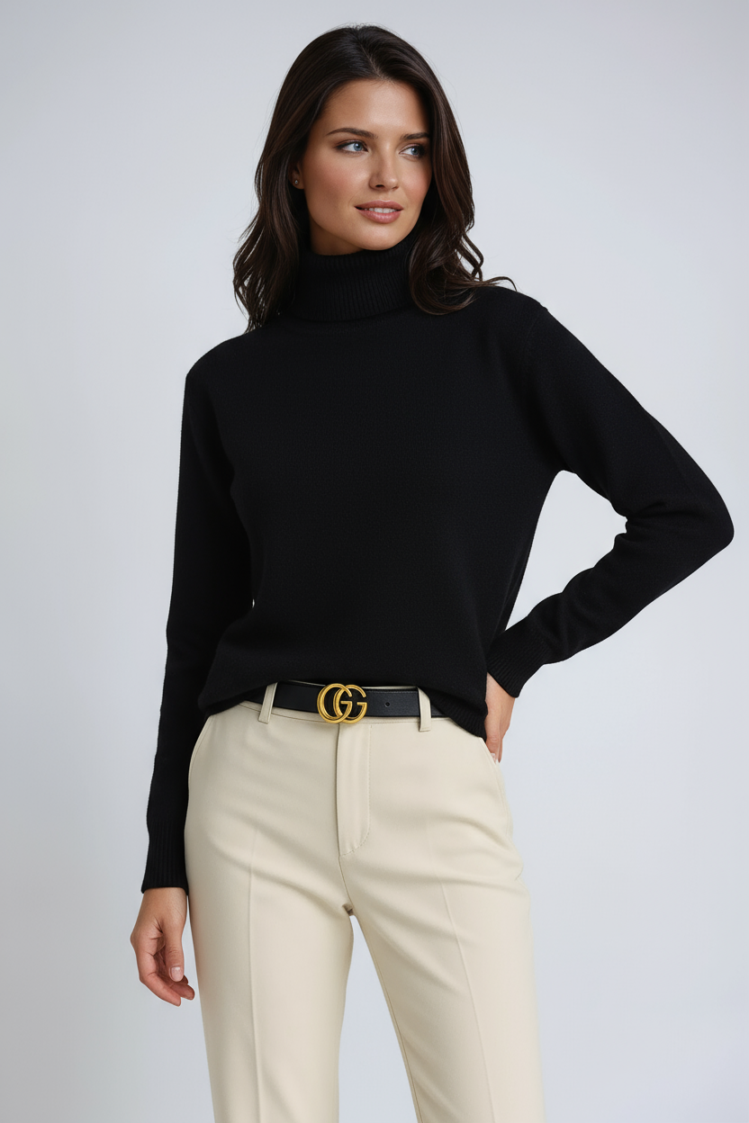 Bethany Pull à Col Roulé Chaud Femme – Maille Douce avec Col Haut & Coupe Classique Intemporelle