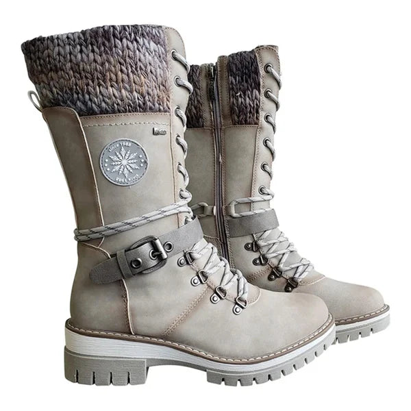 Emma Bottes Hautes Femme – Bottes d'Hiver à Lacets avec Doublure Chaude et Fermeture Zippée
