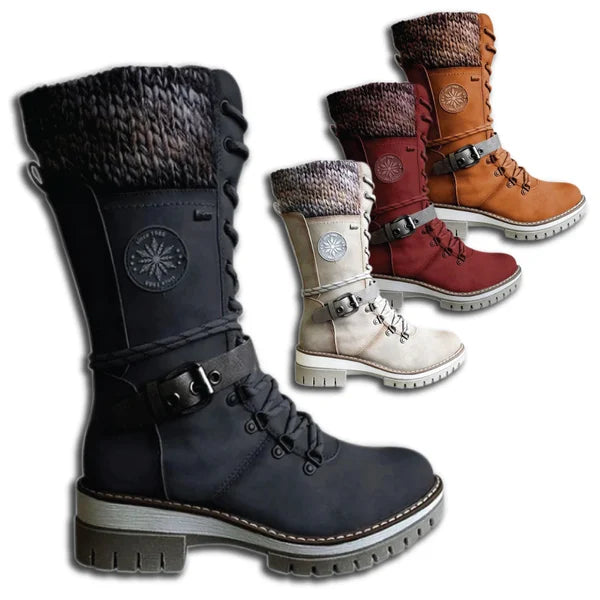 Emma Bottes Hautes Femme – Bottes d'Hiver à Lacets avec Doublure Chaude et Fermeture Zippée