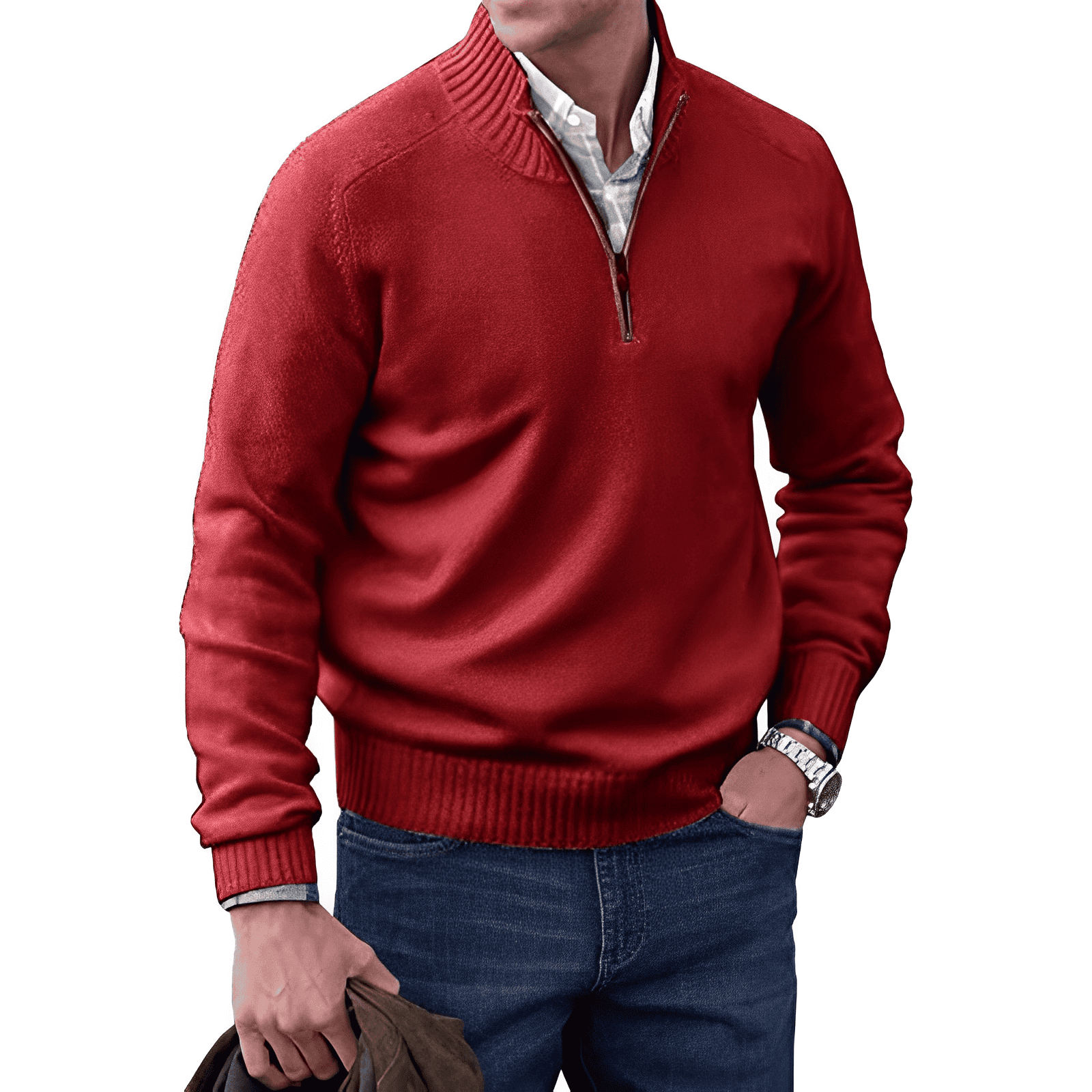 Jack Pull Homme – Pull Demi-Zip en Maille Douce avec Col Montant et Coupe Moderne