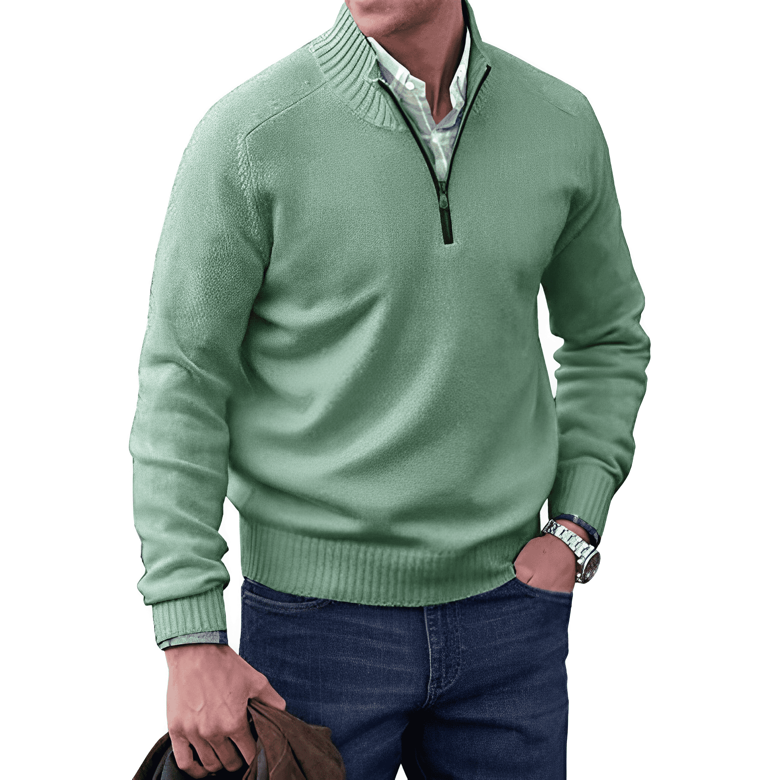 Jack Pull Homme – Pull Demi-Zip en Maille Douce avec Col Montant et Coupe Moderne
