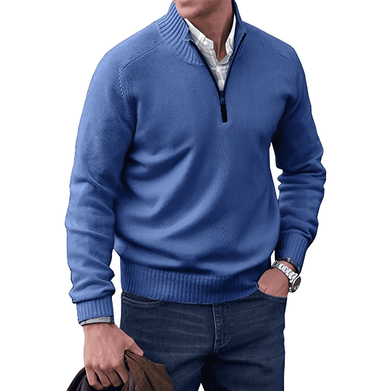 Jack Pull Homme – Pull Demi-Zip en Maille Douce avec Col Montant et Coupe Moderne