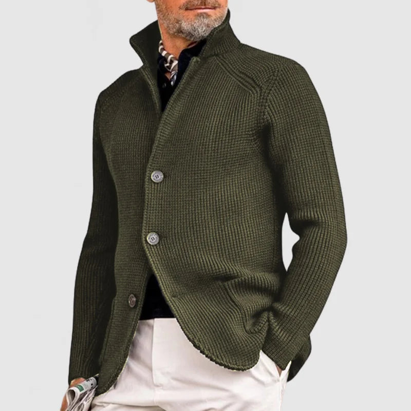Jacob Veste Homme Élégante – Maille Texturée avec Col Montant & Coupe Moderne