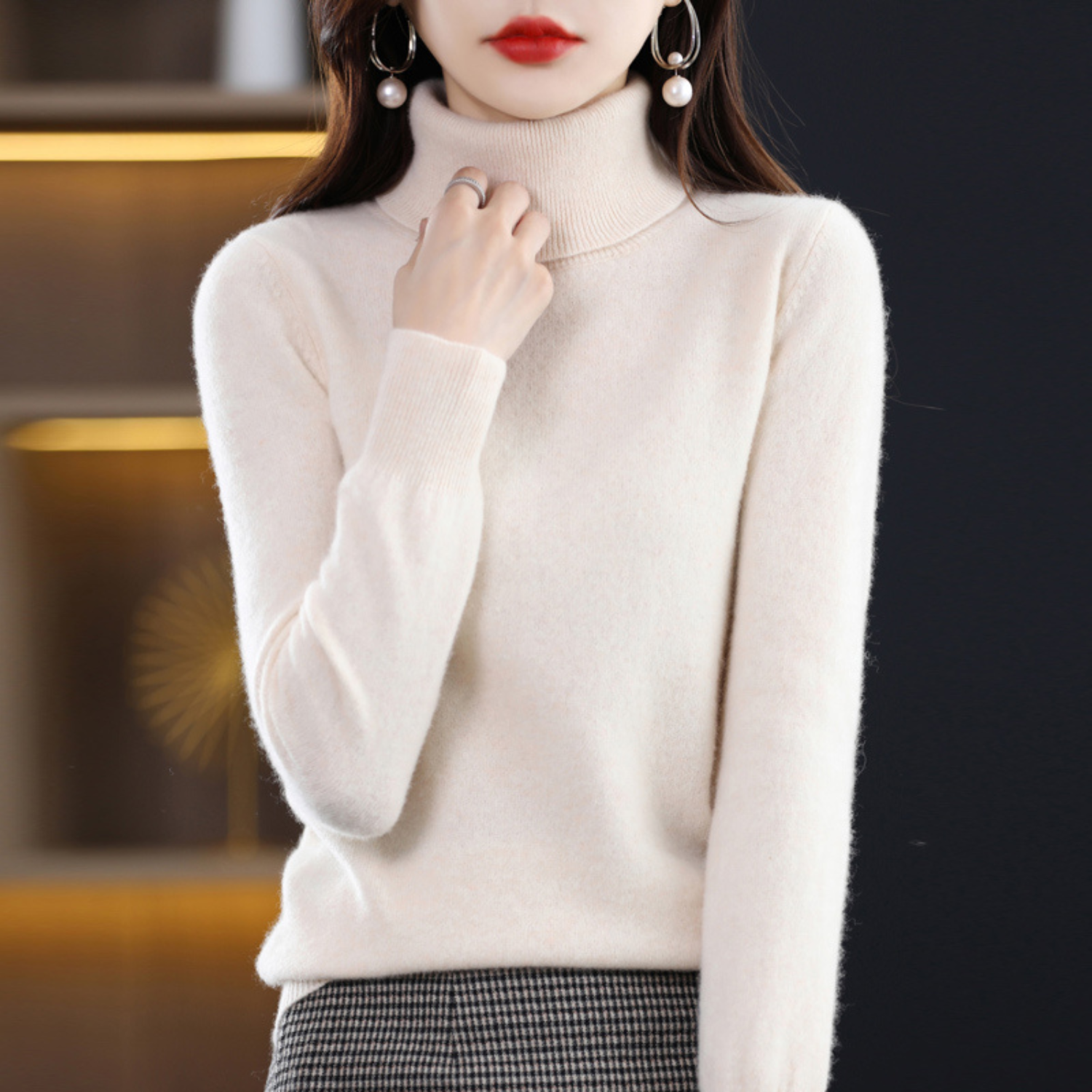 Olivia Pull Col Roulé Femme en Cachemire – Pull 100 % Cachemire Premium Doux et Élégant