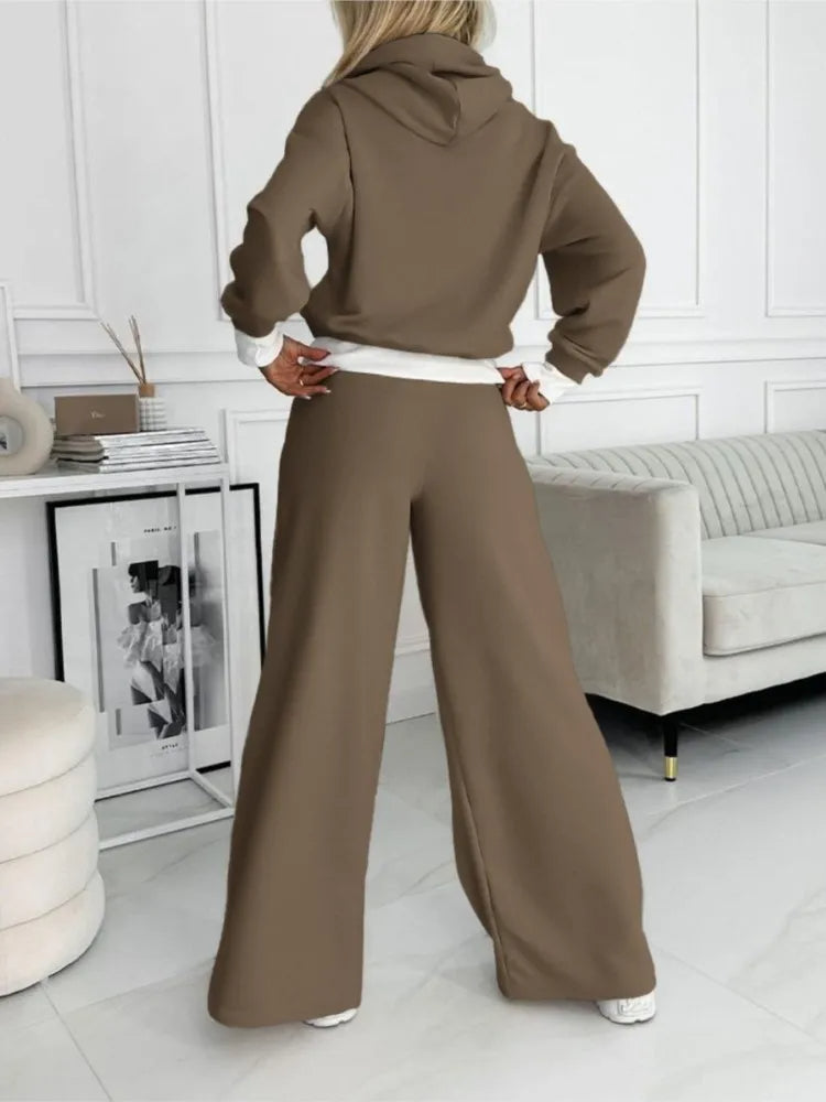 Olivia Ensemble Femme 2 Pièces – Tenue Décontractée Ample avec Haut à Manches Courtes et Pantalon