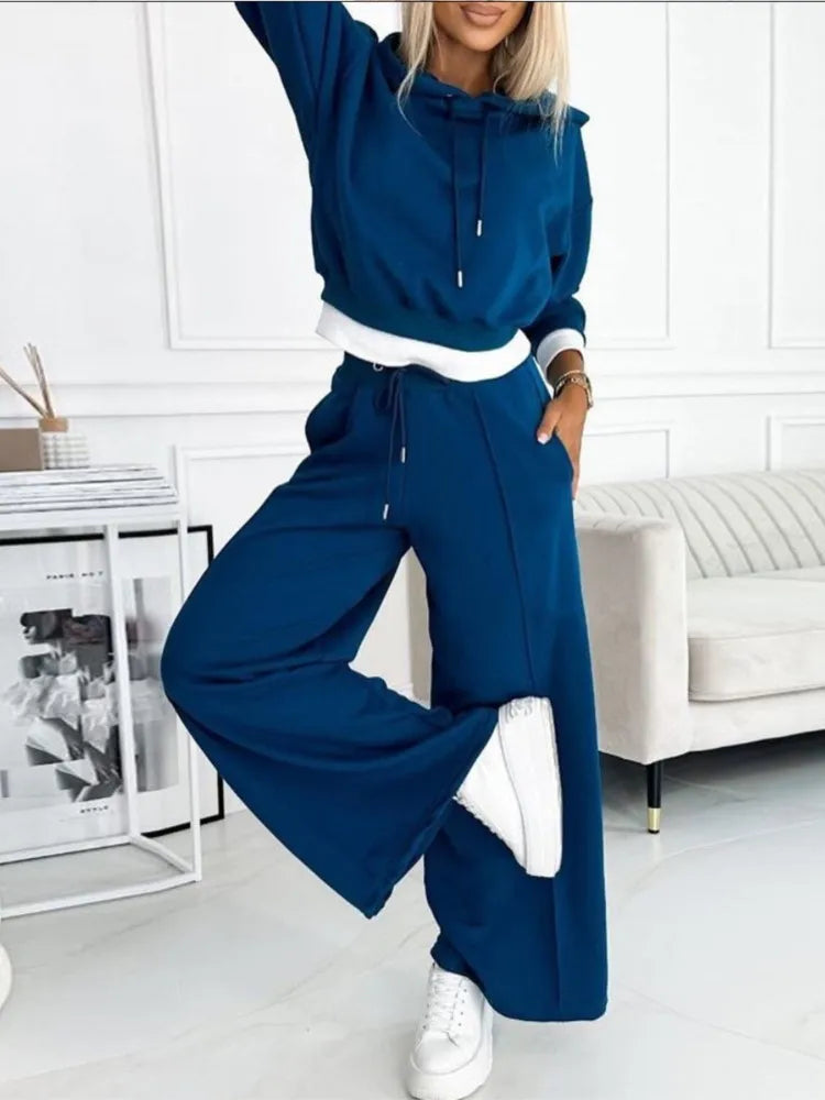 Olivia Ensemble Femme 2 Pièces – Tenue Décontractée Ample avec Haut à Manches Courtes et Pantalon