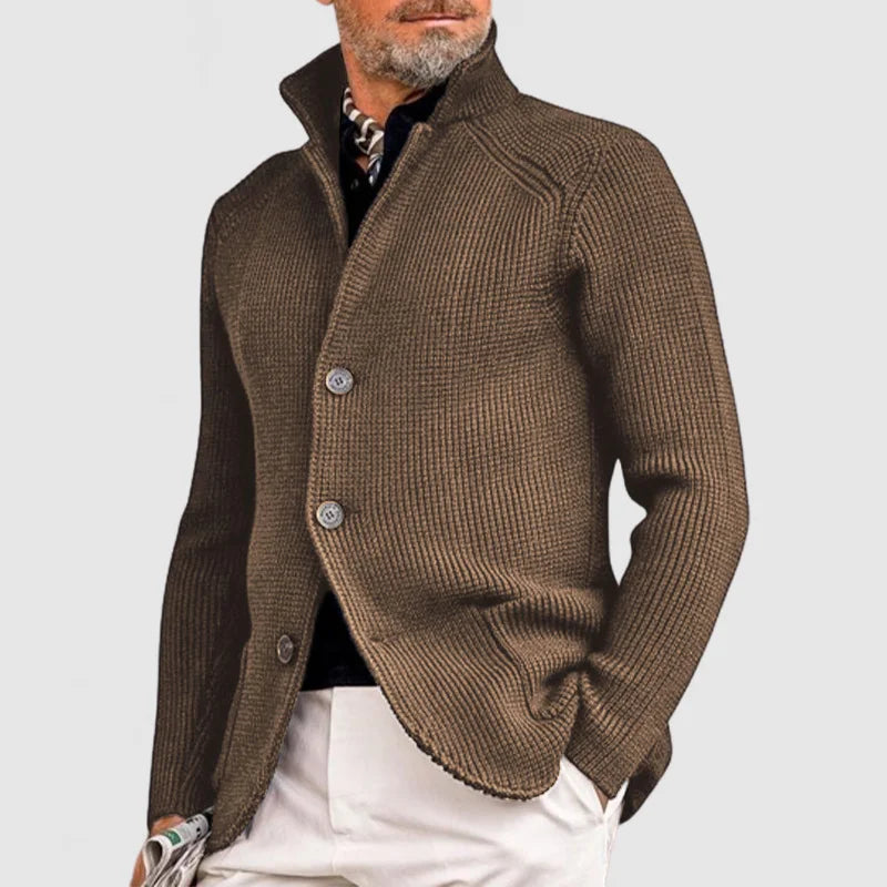 Jacob Veste Homme Élégante – Maille Texturée avec Col Montant & Coupe Moderne
