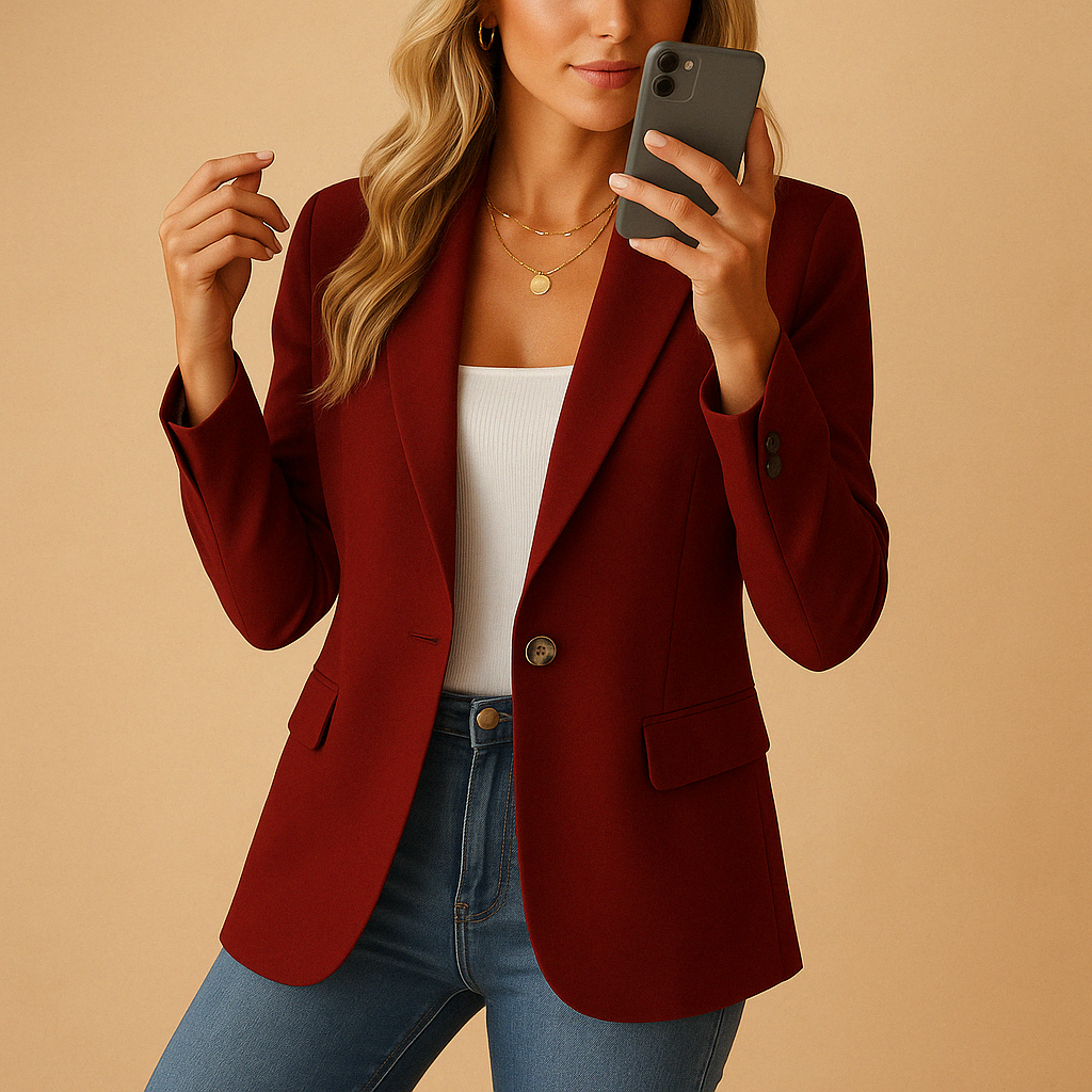Blazer Ceñido Claire para Mujer – Elegante Blazer de Tela Elástica con Corte Estructurado