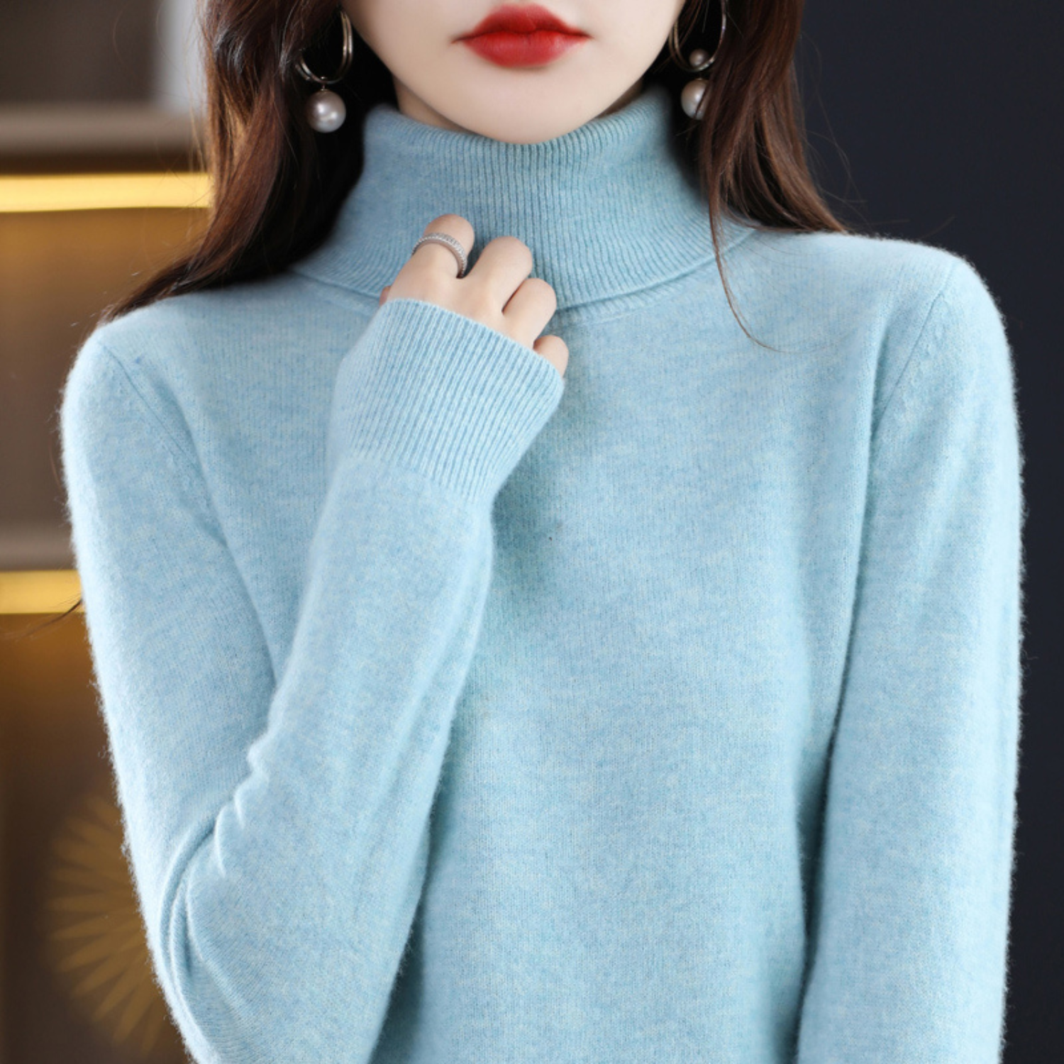 Olivia Pull Col Roulé Femme en Cachemire – Pull 100 % Cachemire Premium Doux et Élégant