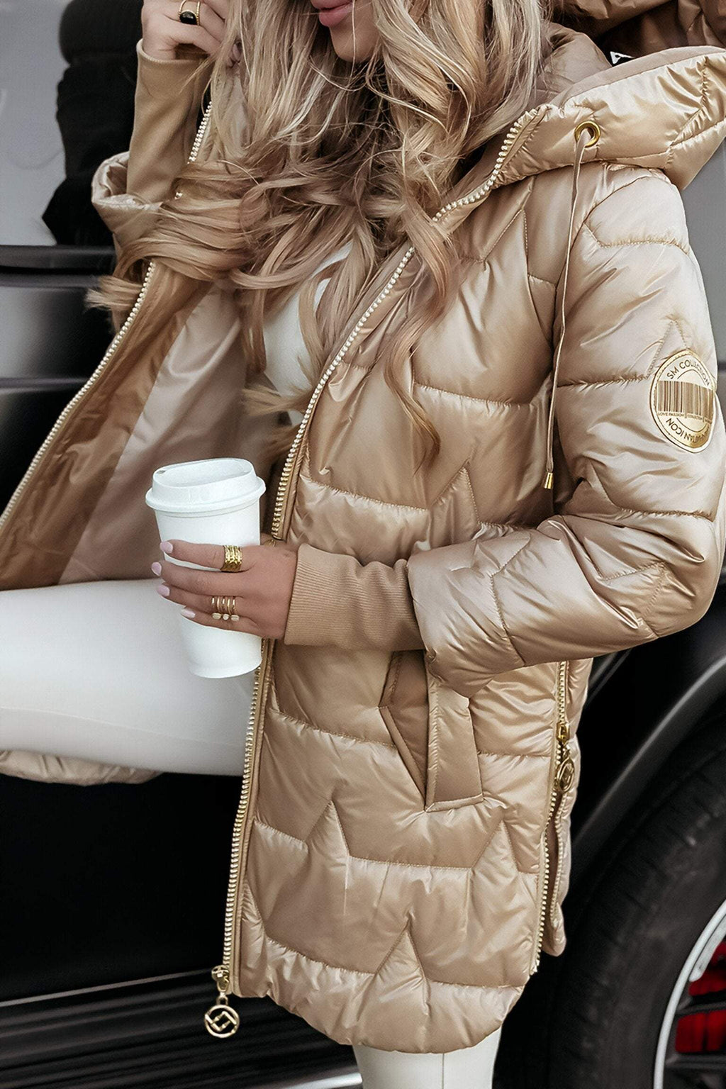 Noémie Manteau Femme à Capuche – Veste d’Automne en Coton Mélangé, Chaude & Élégante