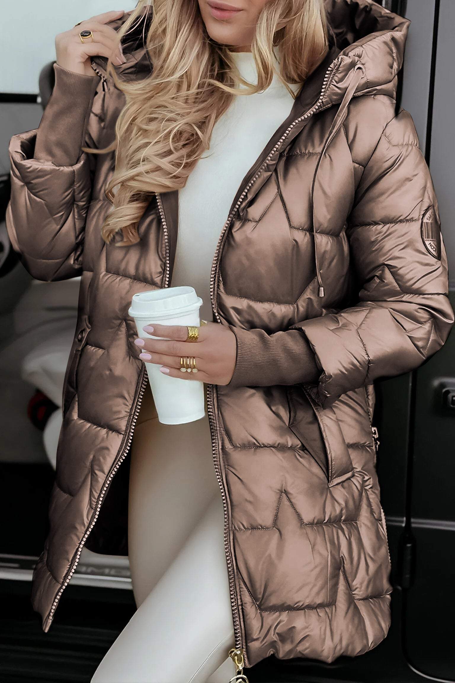 Noémie Manteau Femme à Capuche – Veste d’Automne en Coton Mélangé, Chaude & Élégante