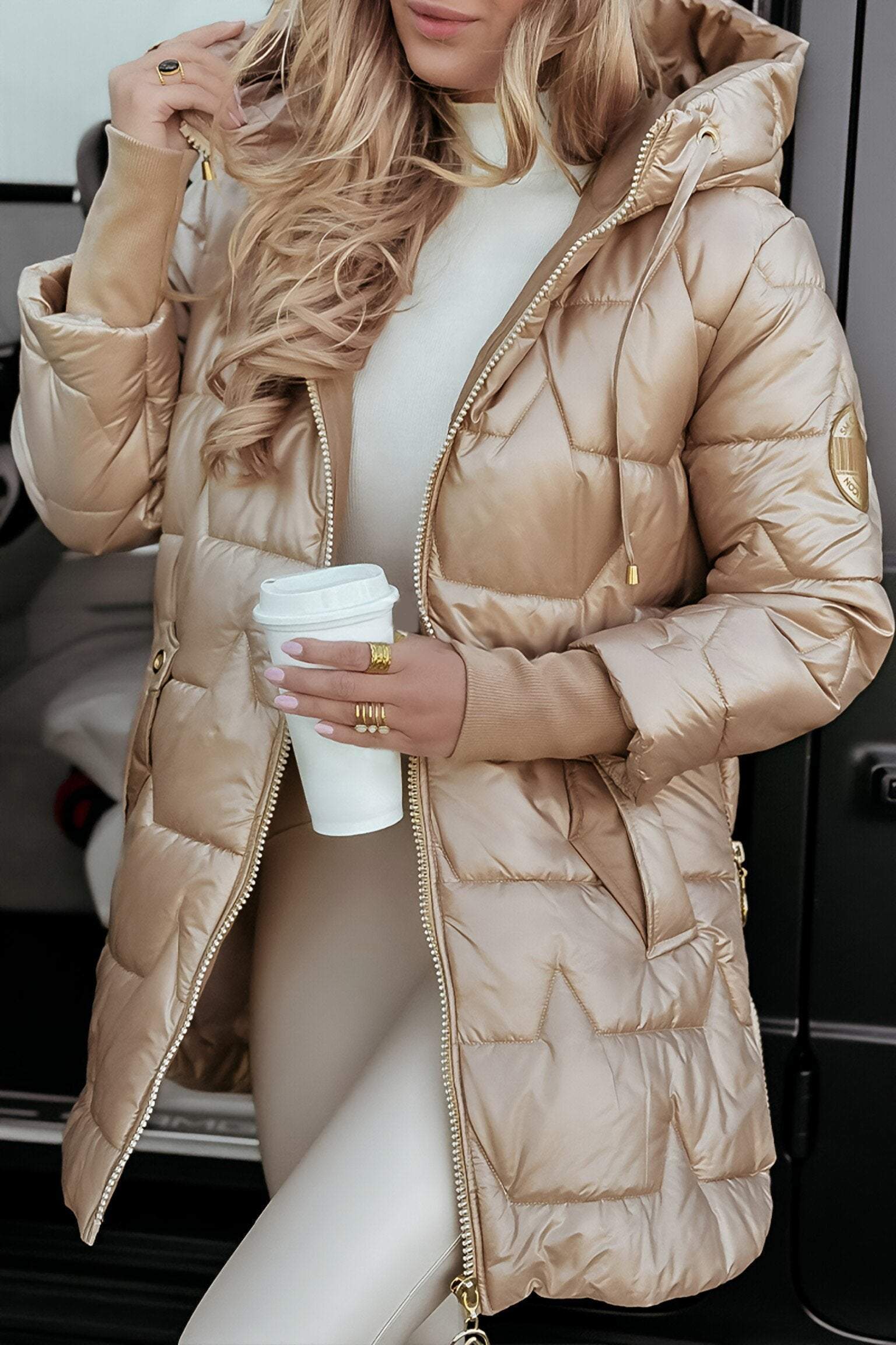 Noémie Manteau Femme à Capuche – Veste d’Automne en Coton Mélangé, Chaude & Élégante