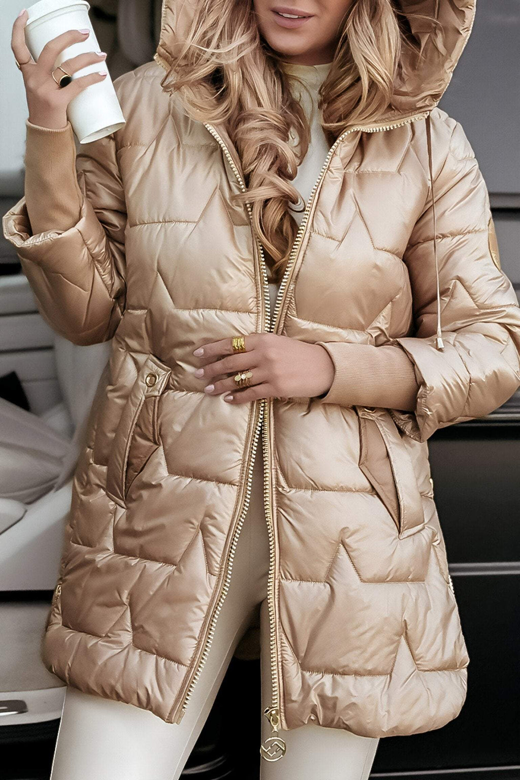 Noémie Manteau Femme à Capuche – Veste d’Automne en Coton Mélangé, Chaude & Élégante
