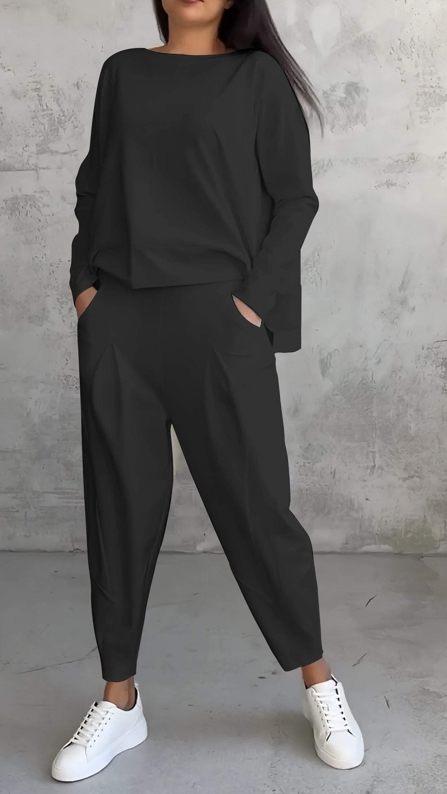 Morgan Ensemble Femme – Ensemble Élégant à Col Rond en Spandex Extensible & Confort Moderne