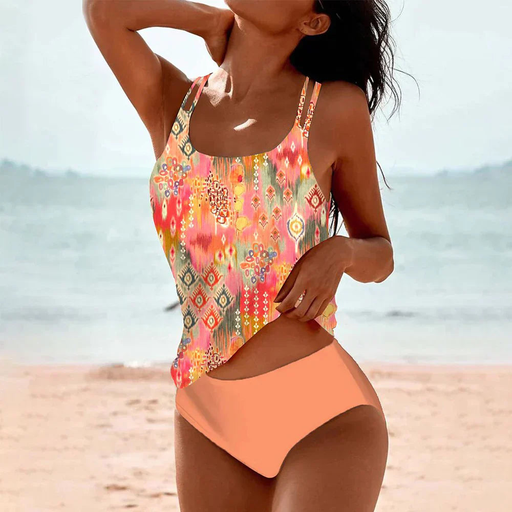 Madison Tankini Femme – Tankini Imprimé Mandala avec Short Taille Haute & Coupe Confortable