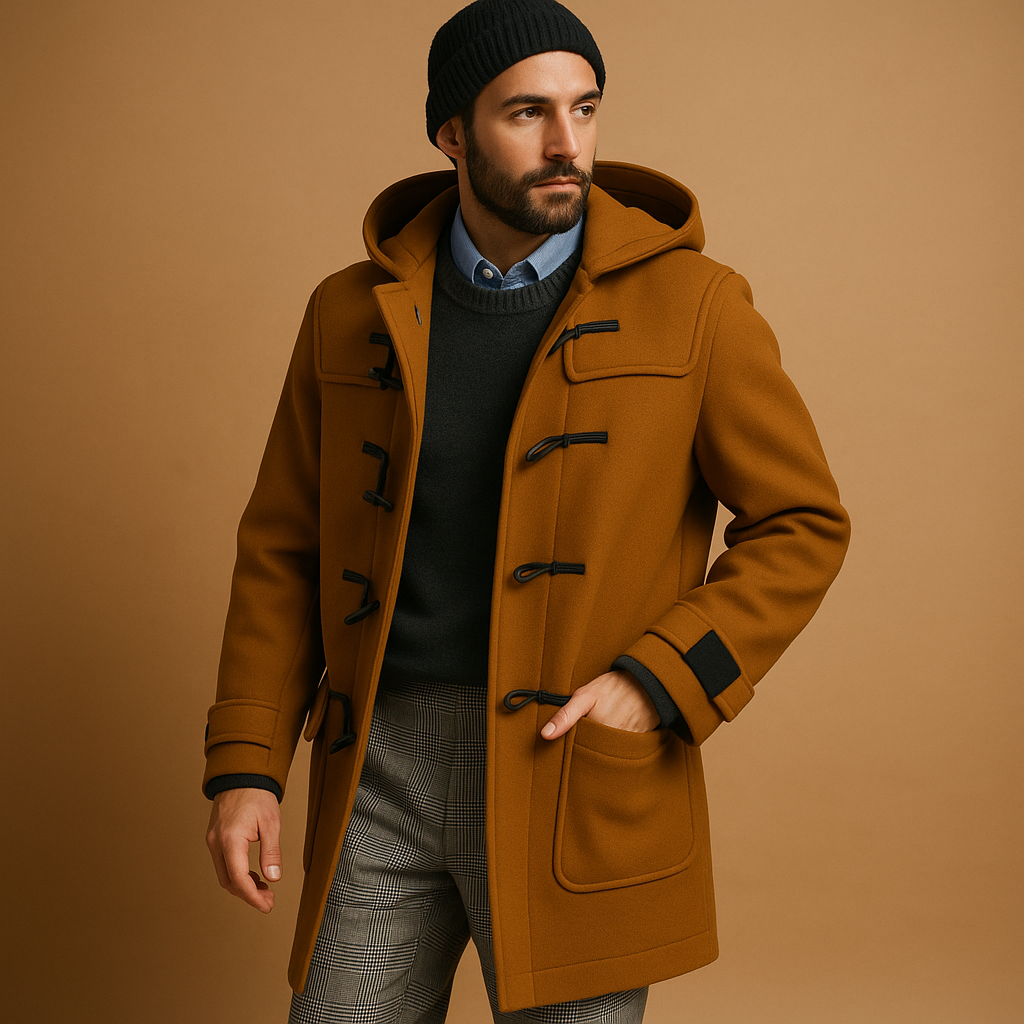Dorian Manteau Long Homme – Manteau Élégant avec Coupe Allongée, Fermeture Frontale et Poches Pratiques