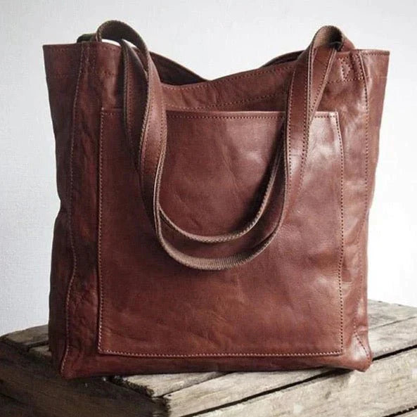 Aurélie Sac Cabas Femme – Grand Sac en Cuir Véritable avec Compartiments & Longues Anses