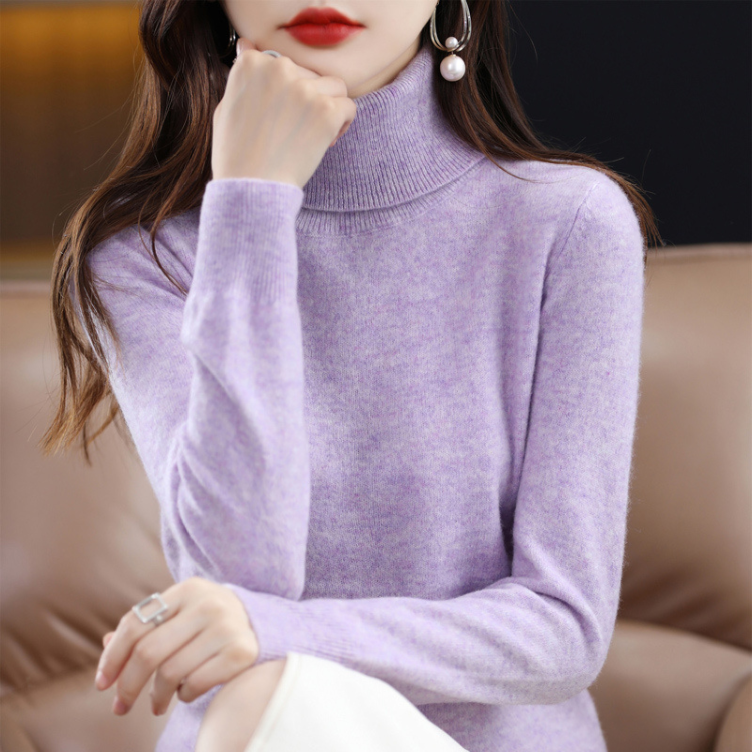 Olivia Pull Col Roulé Femme en Cachemire – Pull 100 % Cachemire Premium Doux et Élégant