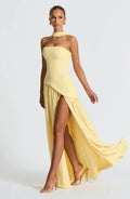Isaline Robe Longue Femme – Robe de Soirée Bustier Bicolore avec Fente Élégante & Foulard