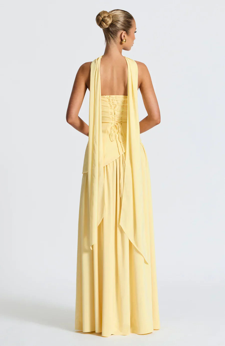Isaline Robe Longue Femme – Robe de Soirée Bustier Bicolore avec Fente Élégante & Foulard