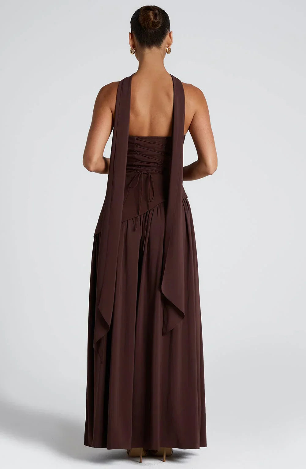 Isaline Robe Longue Femme – Robe de Soirée Bustier Bicolore avec Fente Élégante & Foulard