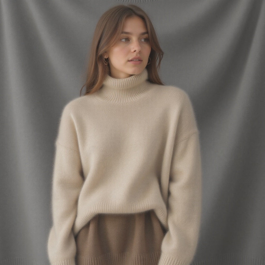 Madison Pull Femme en Cachemire – Pull Col Roulé Oversize 100 % Cachemire Doux et Élégant