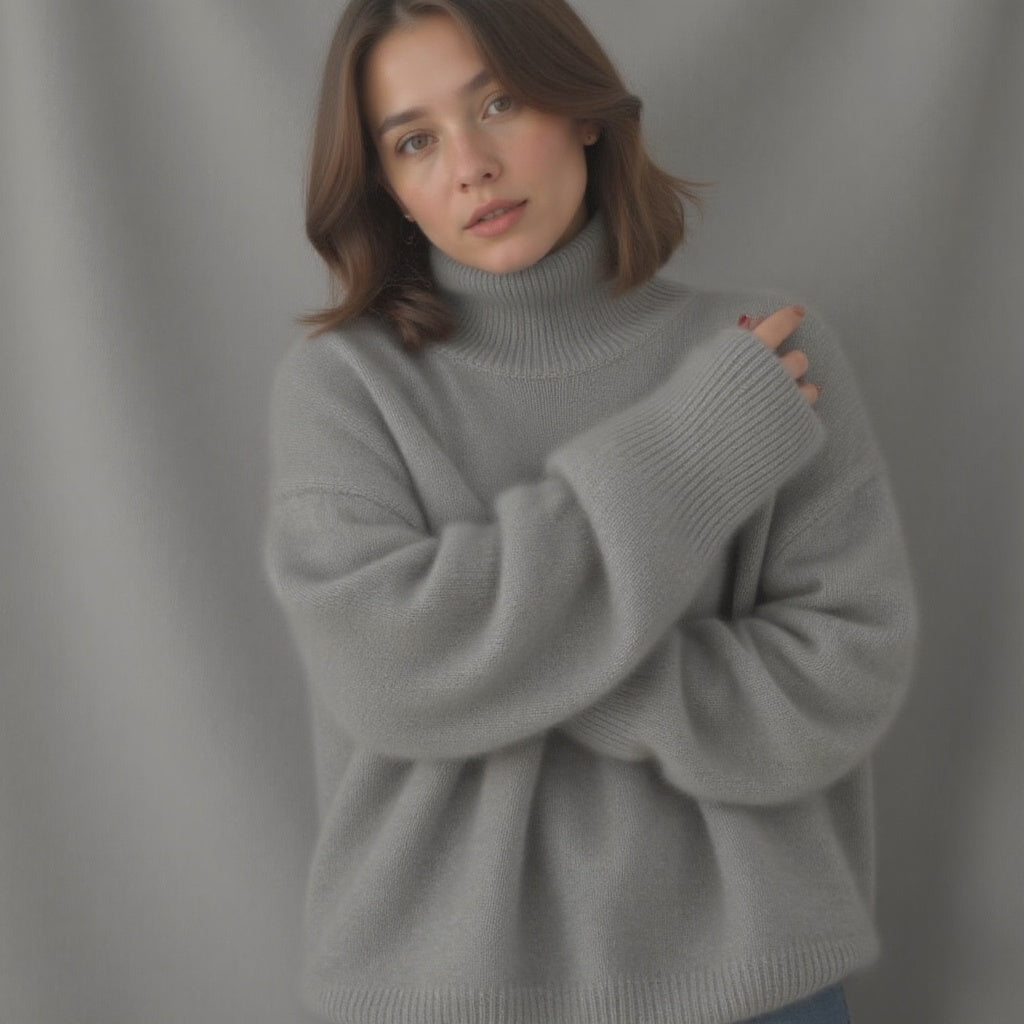 Madison Pull Femme en Cachemire – Pull Col Roulé Oversize 100 % Cachemire Doux et Élégant