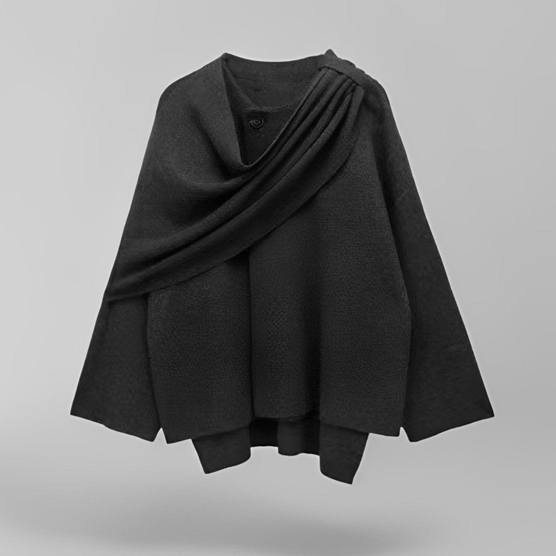 Poncho Colette para mujer de lana – Poncho asimétrico elegante con calidez acogedora
