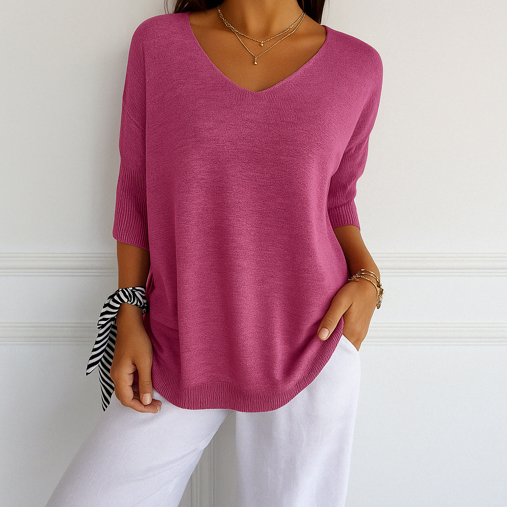Harper Pull Col V Femme – Maille Fine, Doux & Élégant pour un Style Raffiné