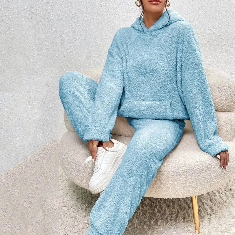 Sarah Women's Set – Soft Fleece Pyjama Set with Hoodie & Loose Trousers for Winter