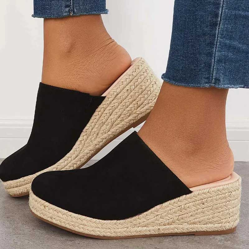 Xavienne Mules Compensées Femme – Mules Espadrilles Élégantes avec Semelle Compensée et Confort Quotidien