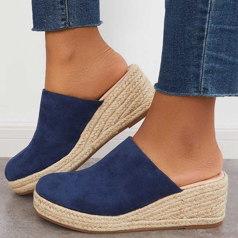 Xavienne Mules Compensées Femme – Mules Espadrilles Élégantes avec Semelle Compensée et Confort Quotidien