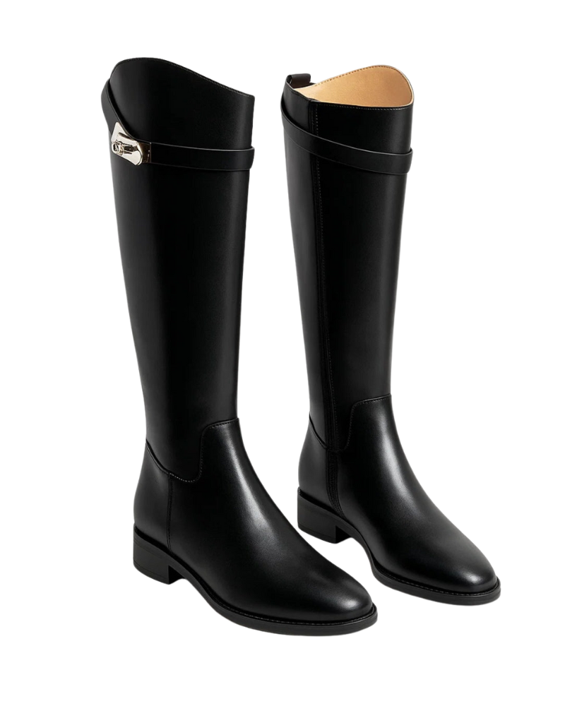 Kimberly Bottes Femme Sous le Genou – Bottes Élégantes à Talon Bas avec Fermeture Zippée Latérale